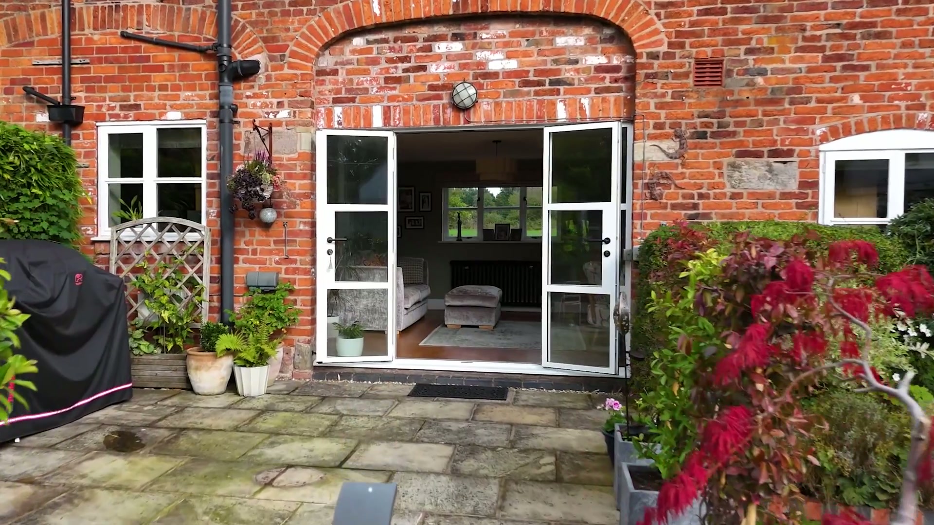 A Brick Barn Range, Opened to the Courtyard — Near Cartmel, Cartmel Peninsula